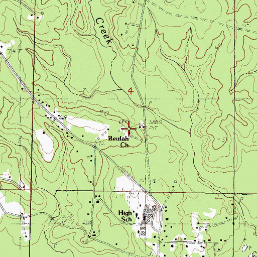 Topographic Map of Beaulah Church, MS