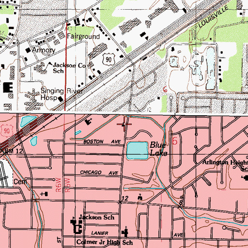 Topographic Map of Becky Bacot United Methodist Church, MS