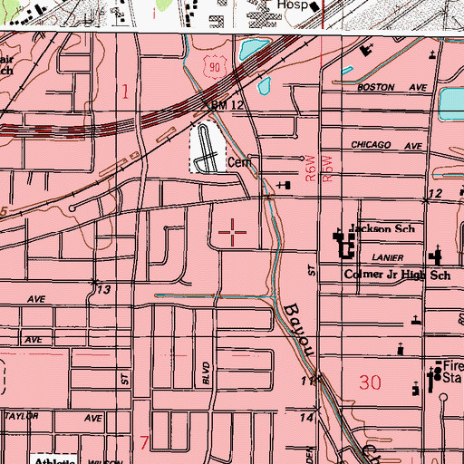 Topographic Map of Bel Air Shopping Center, MS