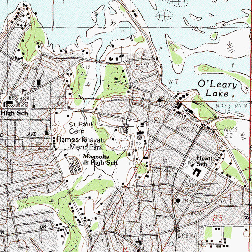 Topographic Map of Belview Shopping Center, MS