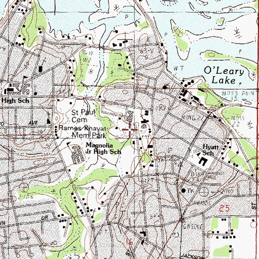 Topographic Map of Bellview Park, MS