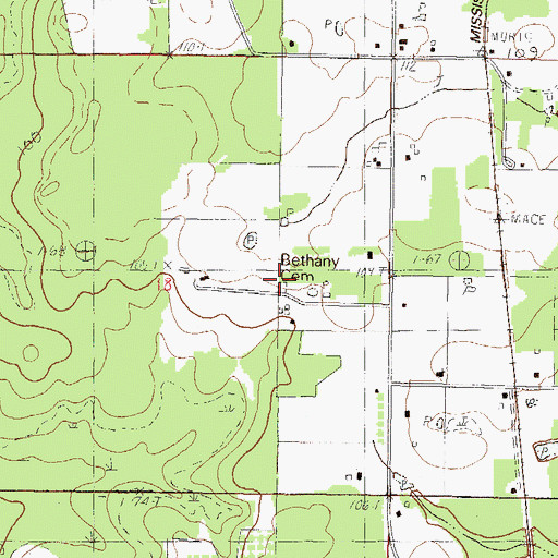 Topographic Map of Bethany Cemetery, MS