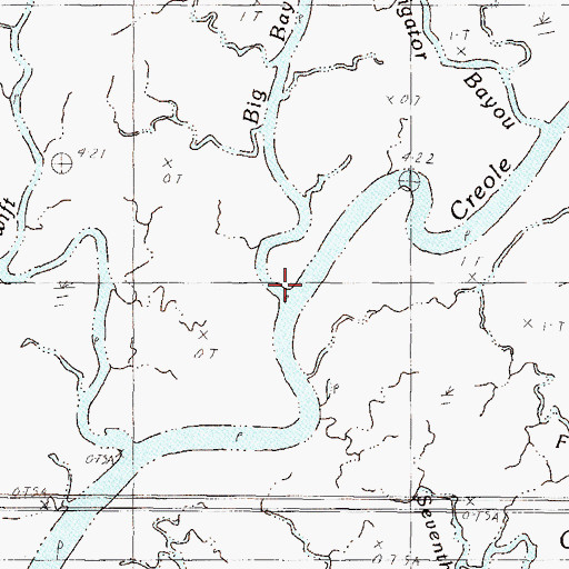 Topographic Map of Big Bayou, MS