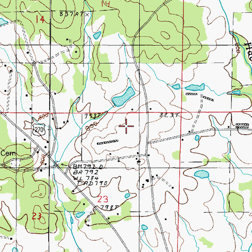 Topographic Map of Township of Pencil Bluff, AR