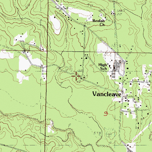 Topographic Map of Bluff Creek School (historical), MS