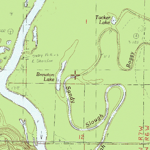 Topographic Map of Boggy Slough, MS