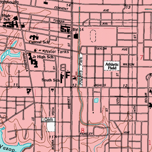 Topographic Map of Calvary Baptist Church, MS