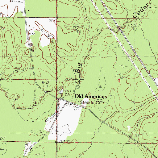 Topographic Map of Americus Courthouse (historical), MS