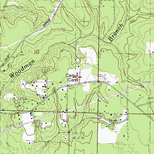 Topographic Map of Carter Cemetery, MS