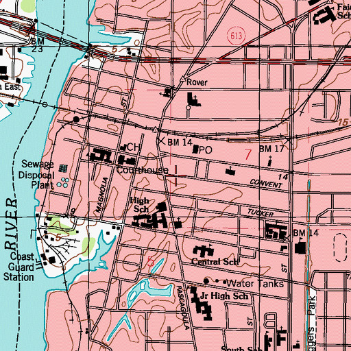 Topographic Map of Christ Lutheran School, MS