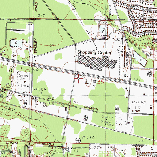 Topographic Map of Clear Pointe Plaza Shopping Center, MS