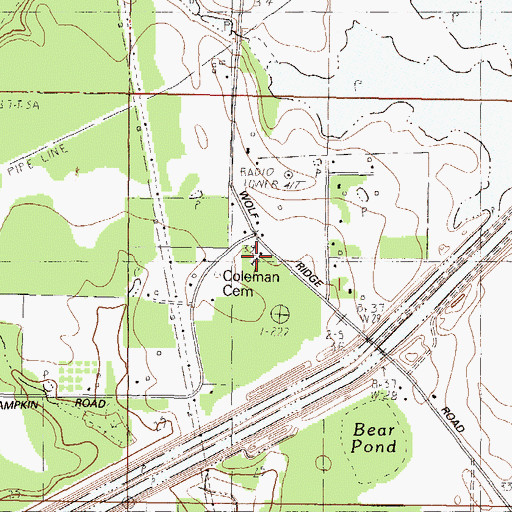 Topographic Map of Coleman Cemetery, MS