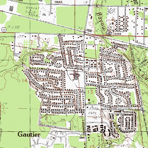 Topographic Map of College Park Elementary School, MS