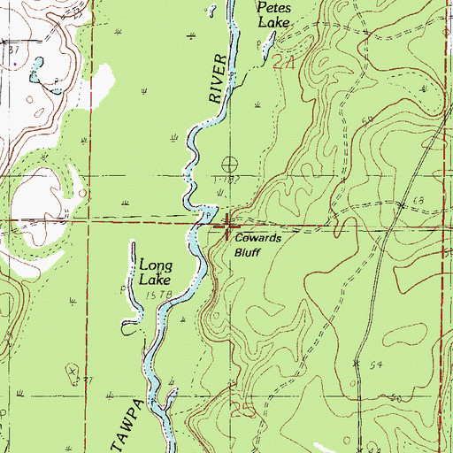 Topographic Map of Cowards Bluff, MS
