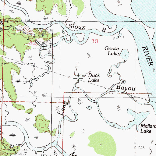 Topographic Map of Duck Lake, MS