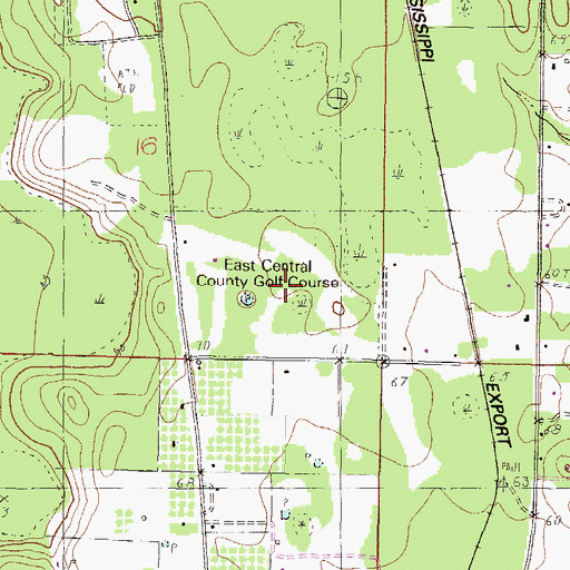 Topographic Map of East Central County Golf Course, MS