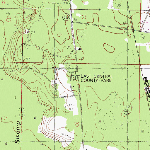 Topographic Map of East Central County Park, MS