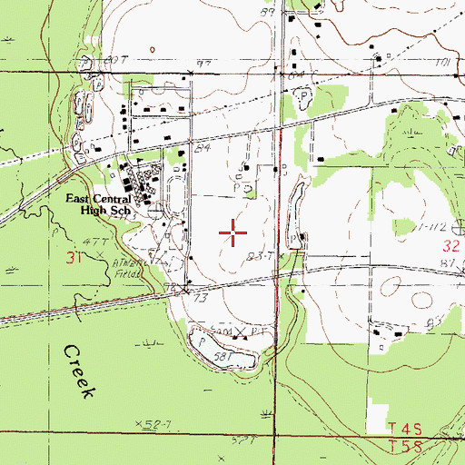 Topographic Map of East Central High School, MS