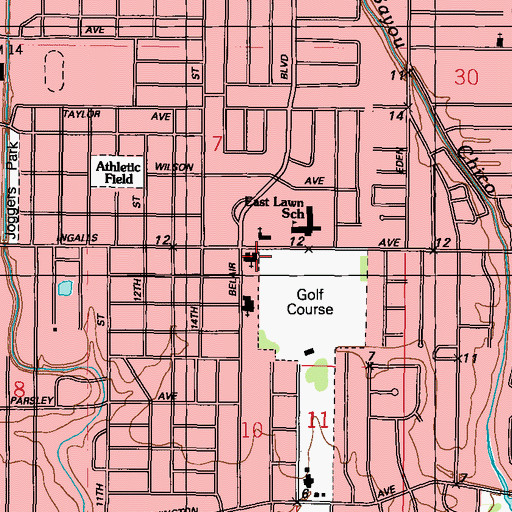 Topographic Map of Eastlawn Baptist Church, MS