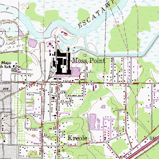 Topographic Map of East Moss Point, MS