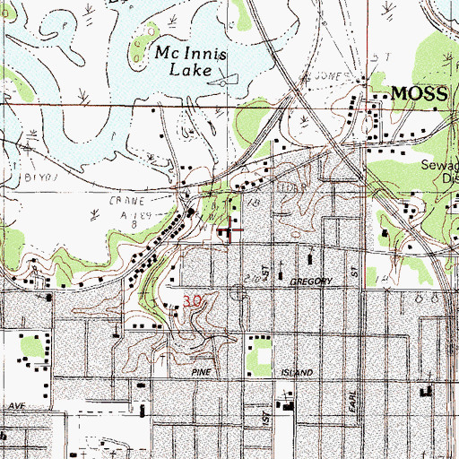 Topographic Map of East Moss Point Baptist Church, MS