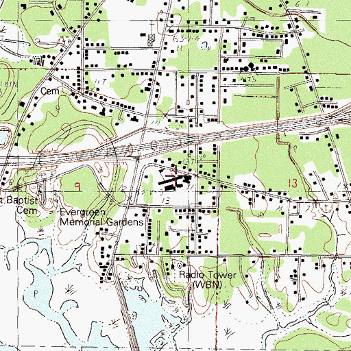 Topographic Map of Escatawpa Elementary School, MS