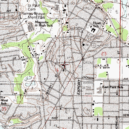 Topographic Map of First Baptist Church, MS