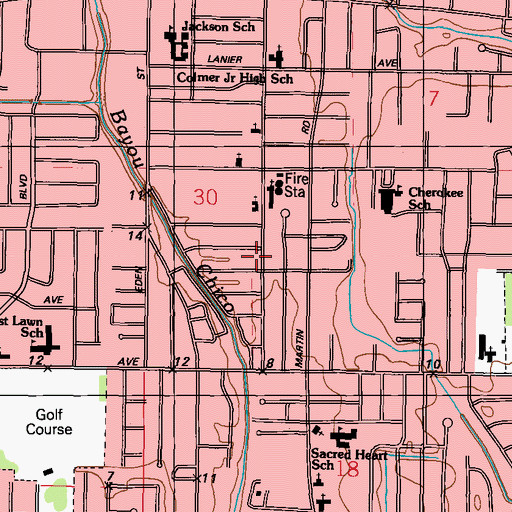 Topographic Map of First Church of the Nazarene, MS