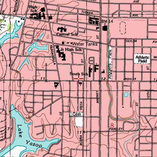Topographic Map of First Pentecostal Church, MS