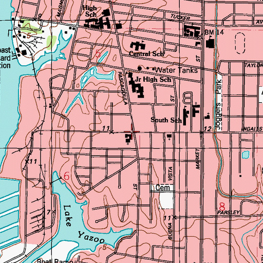 Topographic Map of First Presbyterian Church, MS