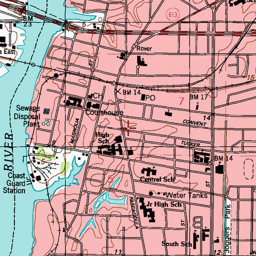 Topographic Map of First United Methodist Church, MS