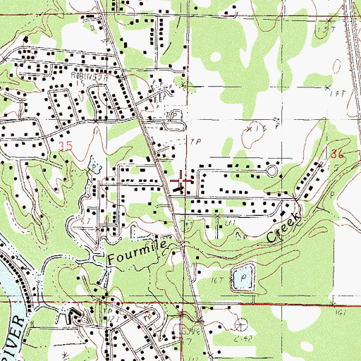 Topographic Map of Four Mile Creek Baptist Church, MS