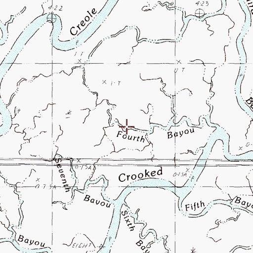 Topographic Map of Fourth Bayou, MS