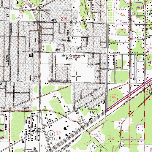 Topographic Map of Frederick Street Park, MS