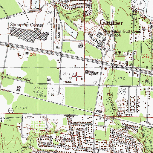 Topographic Map of Gautier Christian School, MS