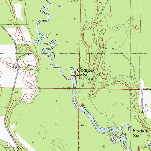 Topographic Map of Goatpen Lake, MS