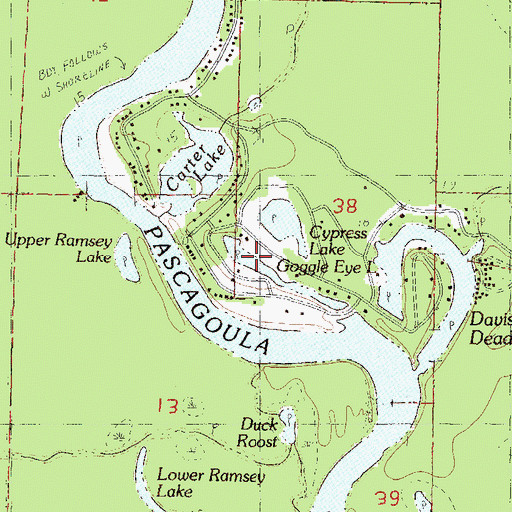 Topographic Map of Goggle Eye Lake, MS