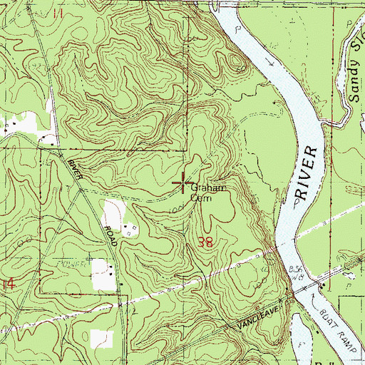 Topographic Map of Graham Cemetery, MS