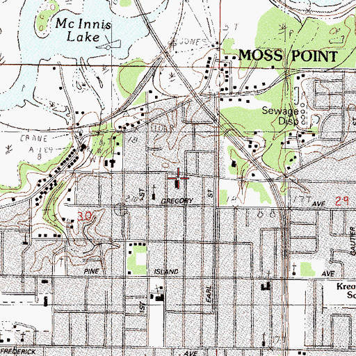 Topographic Map of Greater Life Tabernacle, MS