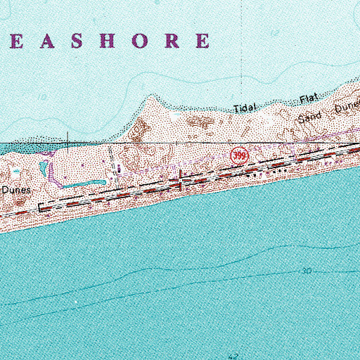 Topographic Map of Gulf Islands National Seashore, FL