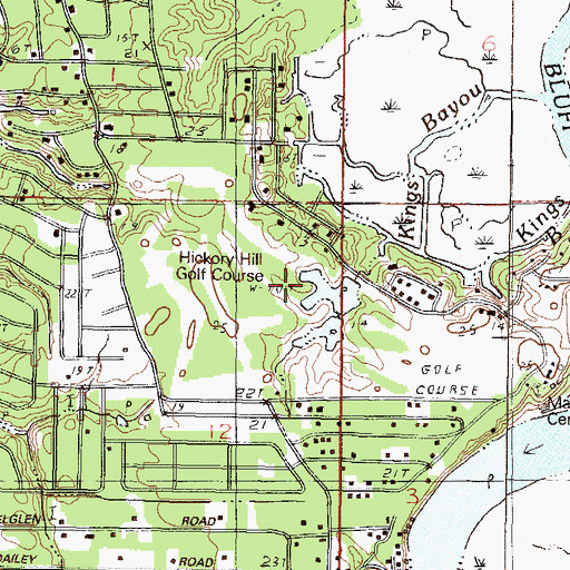 Topographic Map of Hickory Hill Golf Course, MS