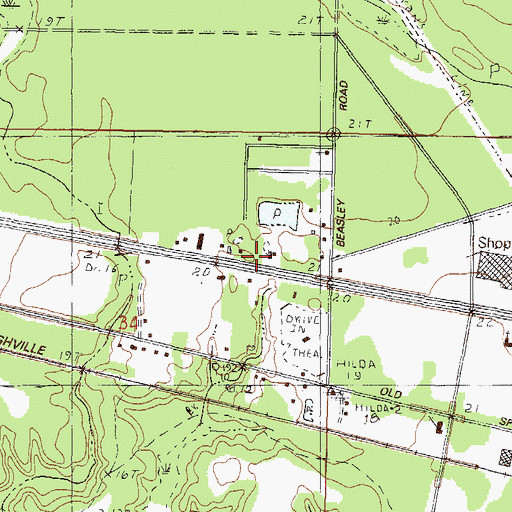 Topographic Map of Hilda, MS