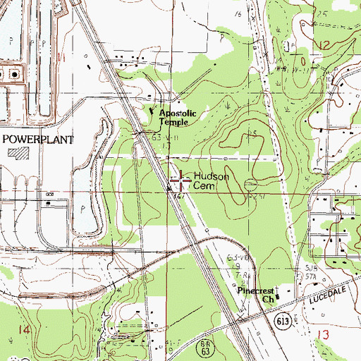 Topographic Map of Hudson Cemetery, MS