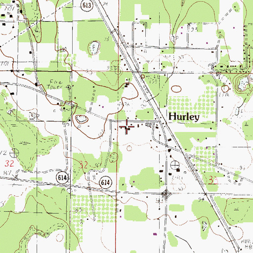 Topographic Map of Huyley Baptist Church, MS