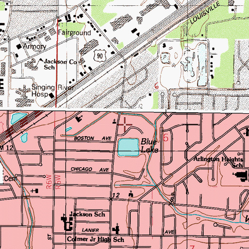 Topographic Map of I G Levy Memorial Park, MS