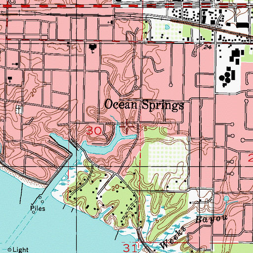 Topographic Map of Inner Harbor Park, MS