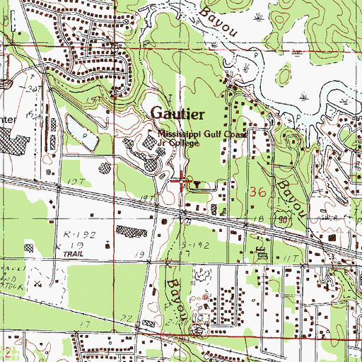 Topographic Map of University of Southern Mississippi - Gulf Coast Campus - Jackson County Teaching Site, MS