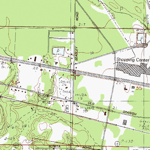 Topographic Map of Jackson Square Shopping Center, MS