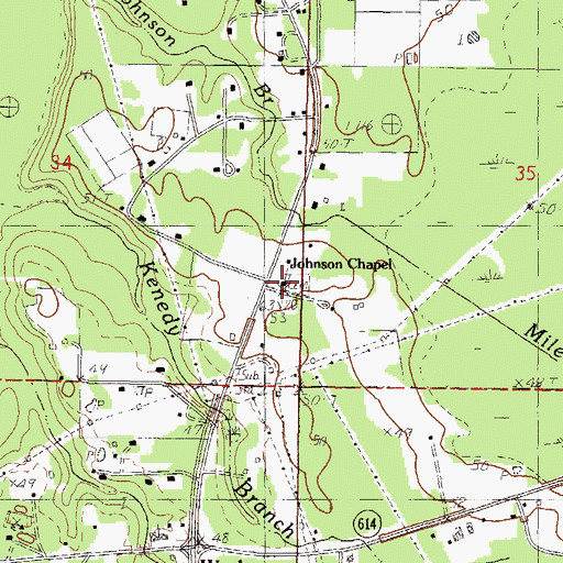 Topographic Map of Johnson Chapel, MS