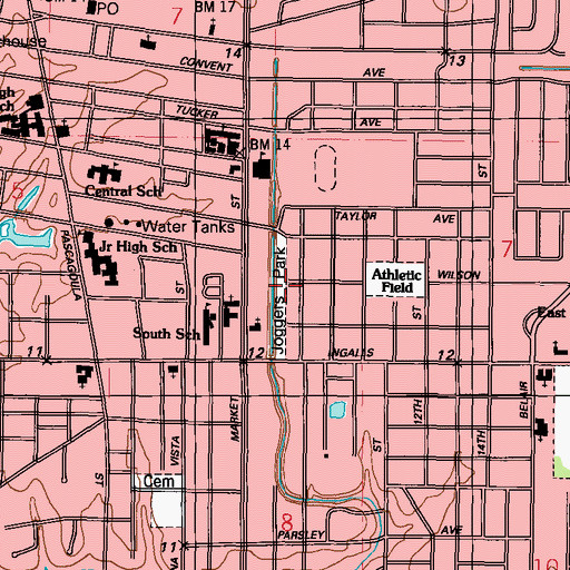 Topographic Map of Joggers Park, MS